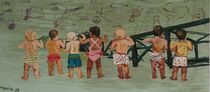 Babak Nayebi, Auseinander laufen unsere Wege auf der Kreuzung des Erwachsenswerdens, 2005, Öl auf Leinwand, 90 x 200