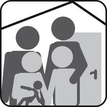 Piktogramm Unterbringung von Familien und Frauen in der Gemeinschaftsunterkunft